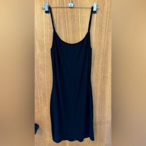 SKIMS Black Ribbed Slip Mid Length Dress